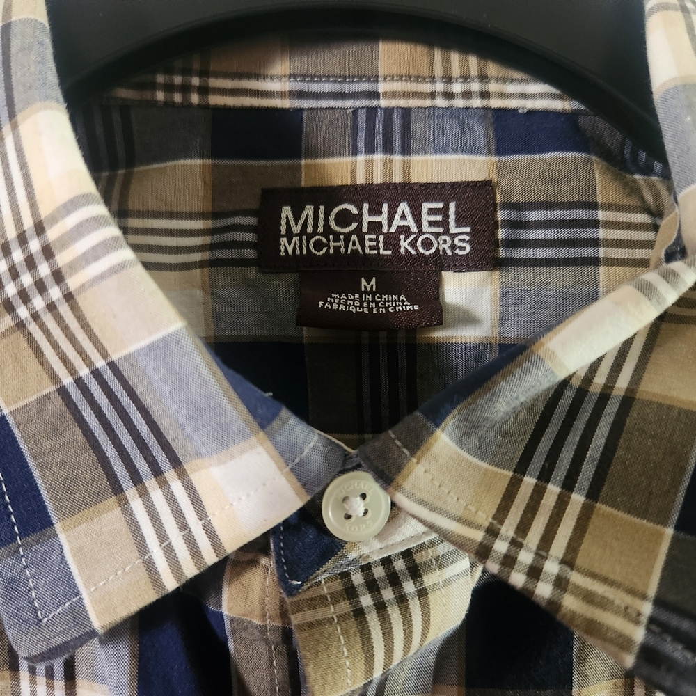 Michael Kors Plaid Button Up Shirt For Men Size M - Picture 3 of 5
